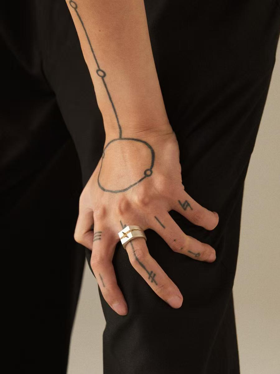 THE FISSURE RING — Wide-Band Matte Silver Ring | Sculptural Brutalist Statement Jewelry