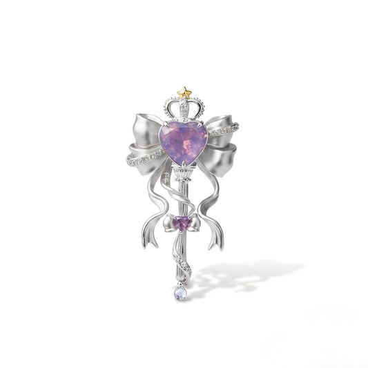 Enchanted Heart Brooch — Magical Purple Crystal Fairycore Pin ✨