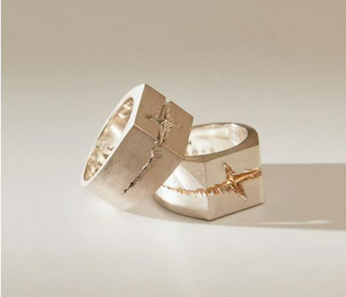 THE FISSURE RING — Wide-Band Matte Silver Ring | Sculptural Brutalist Statement Jewelry
