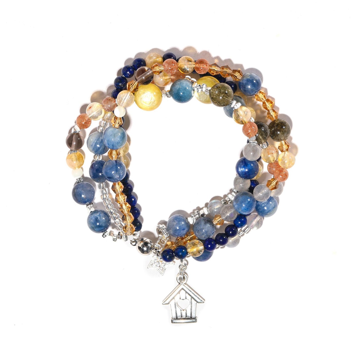 Healing Crystal Stackable Bracelet – Blue Lace Agate, Lapis Lazuli, Citrine & Sunstone